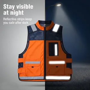 Men's Tactical Reflective Safety Work Vest Outdoor High Visibility Multi Pocket Vest