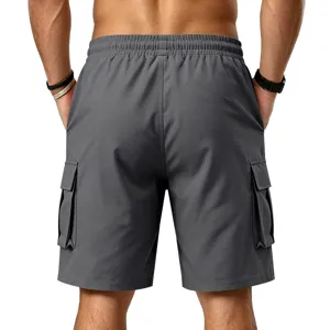 Shorts cargo de verano para hombre, ajuste holgado deportivo exterior bolsillos múltiples.