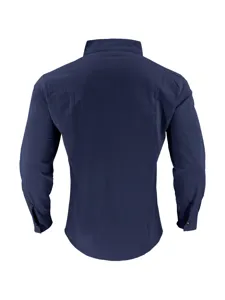 Men's casual long sleeve button down beach shirt solid color regular fit top apparel