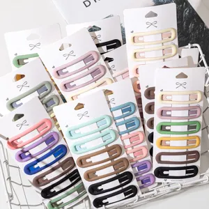Σετ ματ οβάλ τσιμπιδάκια μαλλιών BB χρώματος καραμέλας, χαριτωμένα αξεσουάρ.