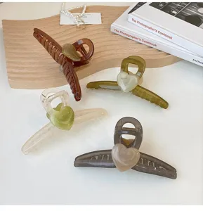 Molletta capelli cuore colore gelatina grande squalo acrilico elegante coda di cavallo