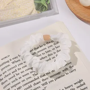 White mesh hair scrunchie sweet elastic hair tie soft fabric ponytail holder for women girls