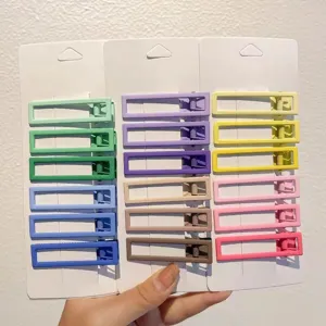 Minimalist square hair clip set, colorful duckbill hairpins for daily styling detail
