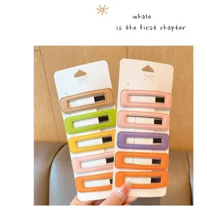 Pinces à cheveux rectangulaires en cuir style coréen accessoires de cheveux colorés mignons