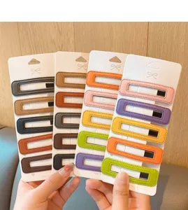 Pinces à cheveux en cuir carré style coréen pinces minimalistes accessoires de coiffure