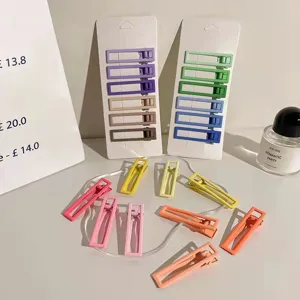 Colorful square hair clips set, cute geometric duckbill hairpins for sweet girls daily hair styling.