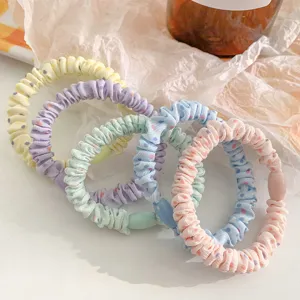 Stile Coreano Scrunchies in Tessuto a Pois Plissettati Elastici Accessori per Capelli Casual Quotidiani per Donne