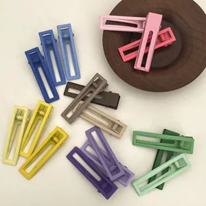 Colorful matte square duckbill hair clips set for women and girls side bangs styling accessories