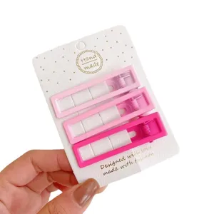 Pink geometric hair clips set, cute matte duckbill hairpins for women and girls daily styling.
