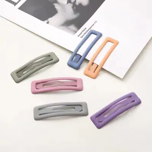 Set di fermagli per capelli rettangolari opachi, mollette geometriche colorate per donna stile.