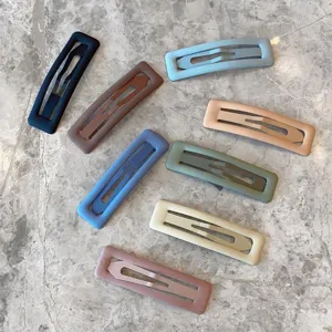 Set di fermagli per capelli quadrati opachi stile coreano, clip BB colorate per donne e ragazze.