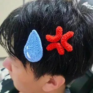 Plush funny hair clip knitted water drop rage design duckbill side bangs clip accessory