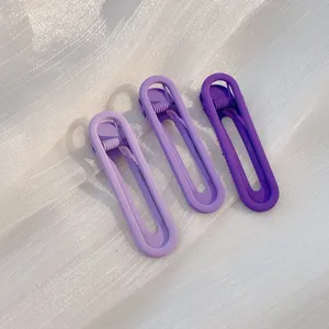 Gradient purple geometric hollow hair clips, sweet candy color cute duckbill bangs clips.