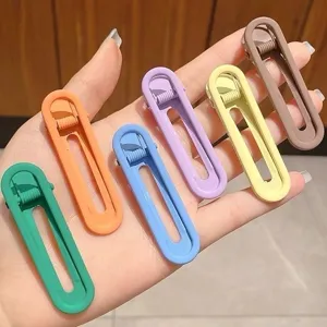Candy color geometric hair clips, sweet side bangs duckbill clips, cute hair accessories set.