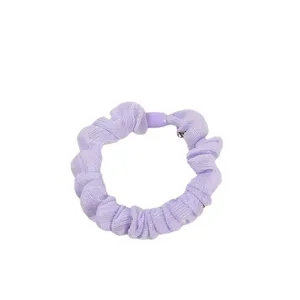 Purple mesh scrunchie sweet solid hair tie cute fabric hair band for women and girls style.
