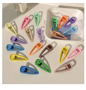 Candy color teardrop hair clips set, cute matte duckbill clips for sweet girls and daily bangs styling.