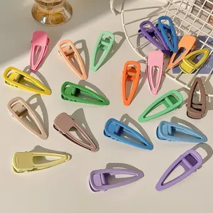 Candy color teardrop hair clips set, matte finish sweet duckbill clips for women styling.