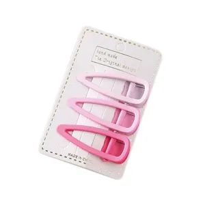 Gradient Pink Waterdrop Hair Clips Set Sweet Girls Candy Color Bangs Hairpin Hair Accessories