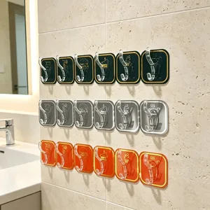 Transparent Acryl 6-Reihe Wandhaken Ohne Bohren Selbstklebend Tür Rückseite Hängegestell Küche Bad Heim Aufbewahrung Organizer