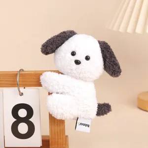 Cute plush dog doll toy, desktop study partner companion clipping ornament for office or home.
