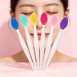 Double-sided silicone facial cleansing brush, colorful portable nose cleaner, gentle skin care tool.