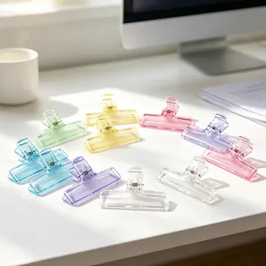 Wide Mouth Translucent Plastic Binder Clips Colorful Spring Clamp For Office Document Stationery Storage Home Desktop