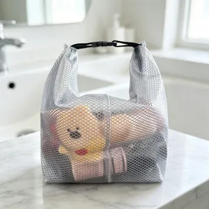 Silver mesh toiletry bag waterproof beach bag portable outdoor travel cosmetic storage pouch