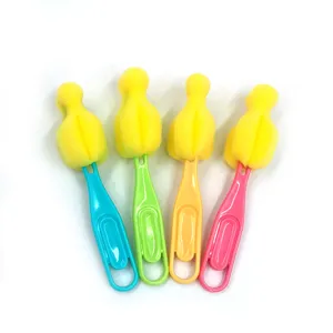 Cepillo de esponja para biberón con mango y agujero para limpieza diaria, set de 4.