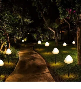 LED solar mushroom garden stake light for outdoor lawn pathway decoration and landscape lighting.