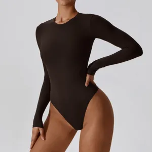 Body a maniche lunghe da donna aderente, ideale per yoga, fitness e abbigliamento casual.