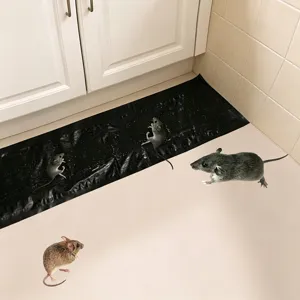 Black sticky mouse mat for home pest control, strong adhesive rat trap carpet for floors.