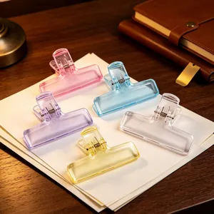 Translucent plastic binder clips colorful wide mouth clamps for office stationery and home use
