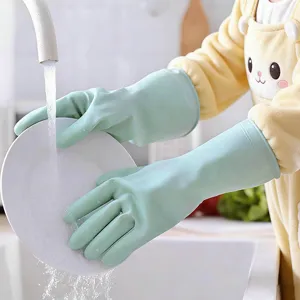 Household Cleaning Gloves Waterproof Long Cuff Dishwashing Gloves PVC Non-Slip Wear-Resistant Kitchen Cleaning Gloves For Women Men