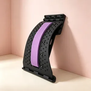 Multi-level back stretcher lumbar support device with massage points for spine relaxation.