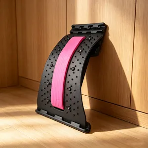 Ergonomic back stretcher lumbar support device with massage nodes for spine relaxation and fitness.