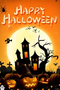 Halloween decoration poster background cloth indoor party spooky haunted house pumpkin design