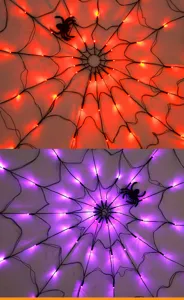 Cadena de luces LED de telaraña de Halloween decoración de pared para fiesta espeluznante