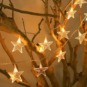 LED Ster Lichtsnoer Werkt op Batterijen Pentagram Sprookjeslicht Rood Wit Blauw Sfeerverlichting Voor Feestelijk Feestdecor