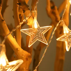 LED sterren lichtjes slingers voor kerst decoratie, warm witte lampen voor gezellige feesten.
