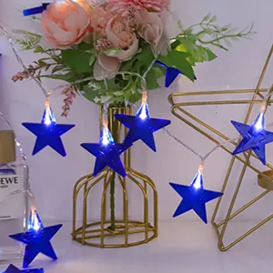 LED Blauwe Sterren Lichterketting Werkt Op Batterijen Feest Decoratie Sfeer Sterren Verlichting