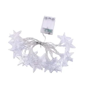 LED sterren lichtketting voor feestelijke decoratie, transparante batterij gevoede fairy lights.