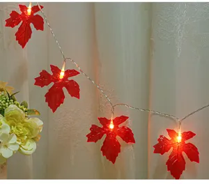 Red maple leaf LED string lights decorative lights for autumn party holiday decoration