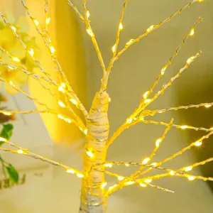 LED copper wire birch tree light, warm fairy lights for holiday home room decor and ambiance.