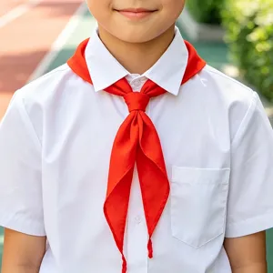 Foulard Rouge Enfants Étudiants Uni Polyester Léger Tour de Cou Accessoires Quotidiens d'École