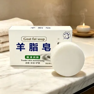 Goat fat handmade facial cleansing soap moisturizing body wash bar for daily home bath use.