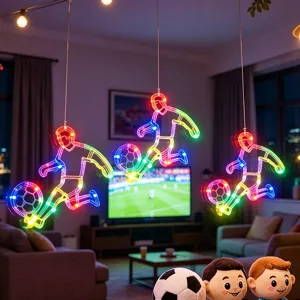 LED Soccer Neon Light USB Powered Football Window Hanging Atmosphere Decorative Light For Room Bedroom Party