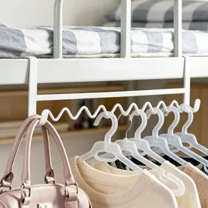 Dormitory Wave Clothes Hanger Punch Free Multi Functional Storage Rack For Bunk Bed Bedside Clothes Hook