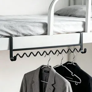 Dormitory Bunk Bed Hanging Rack Punch-Free Wave Metal Coat Hanger Storage Organizer