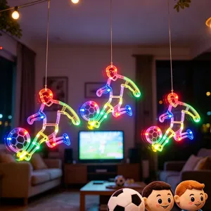 LED Football Player Neon Hanging Lights Colorful Atmosphere Decorative Window Party Decor