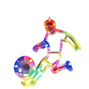 LED soccer player neon light colorful sports window suction cup decorative lamp for room